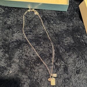 Touchstone Crystal by Swarovski Elegant Silver Necklace with Square Pendants